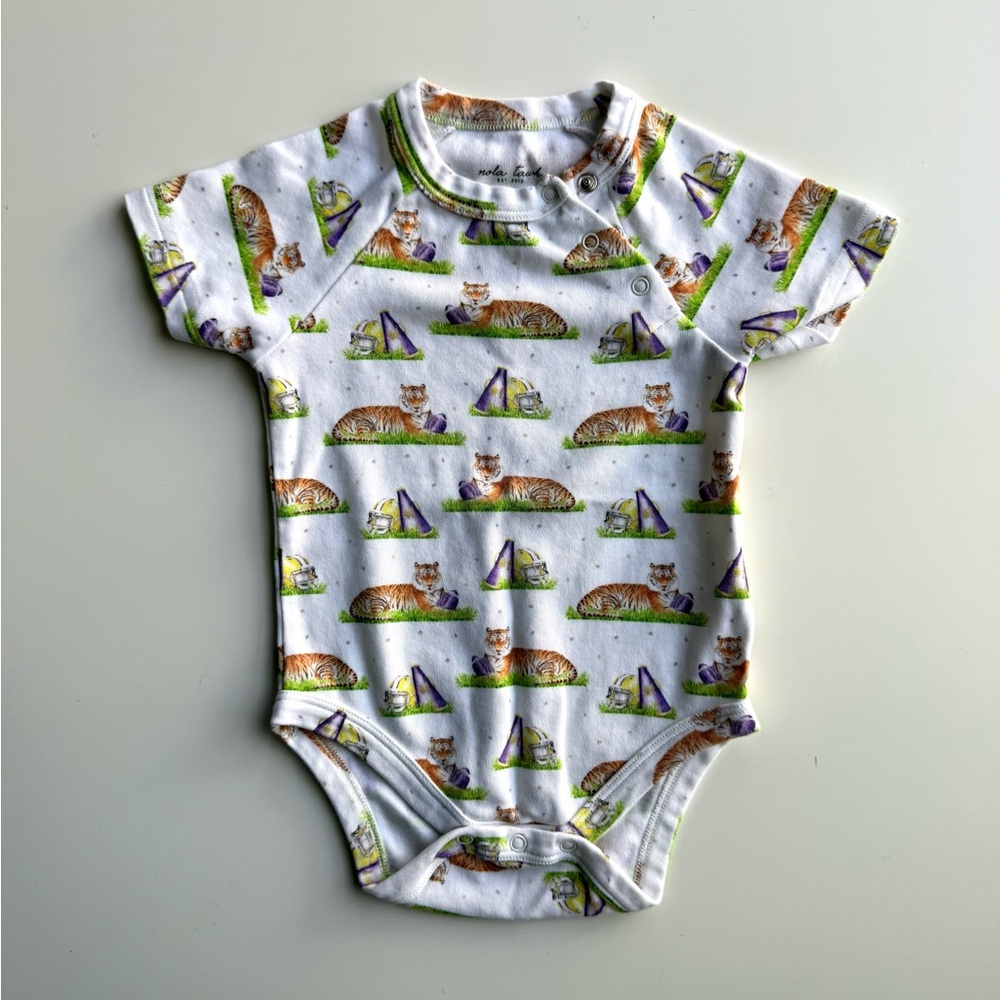 Nola Tawk Baby LSU Tiger Football Baby Onesie Size 3-6M